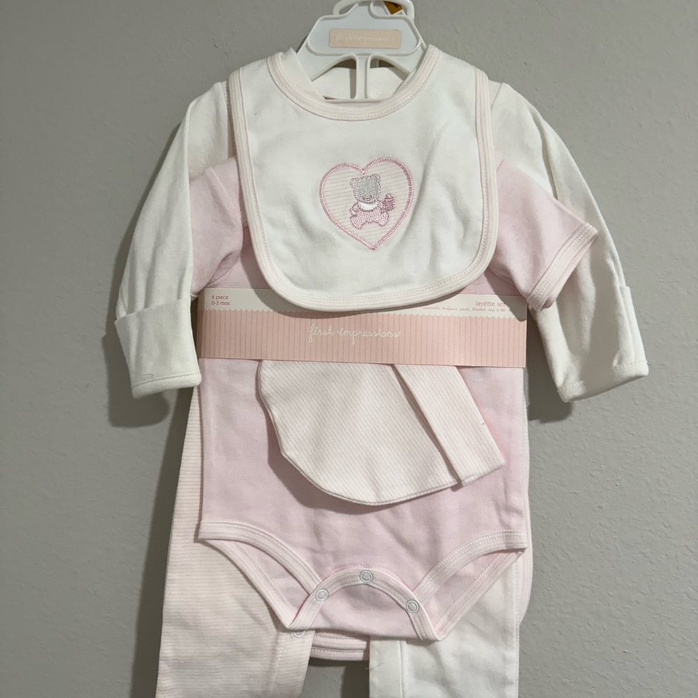First Impressions Baby Outfit Set - Pink and White
